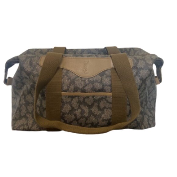 YSL  Giraffe animal print convertible leather and canvas travel overnight bag - Picture 1 of 12